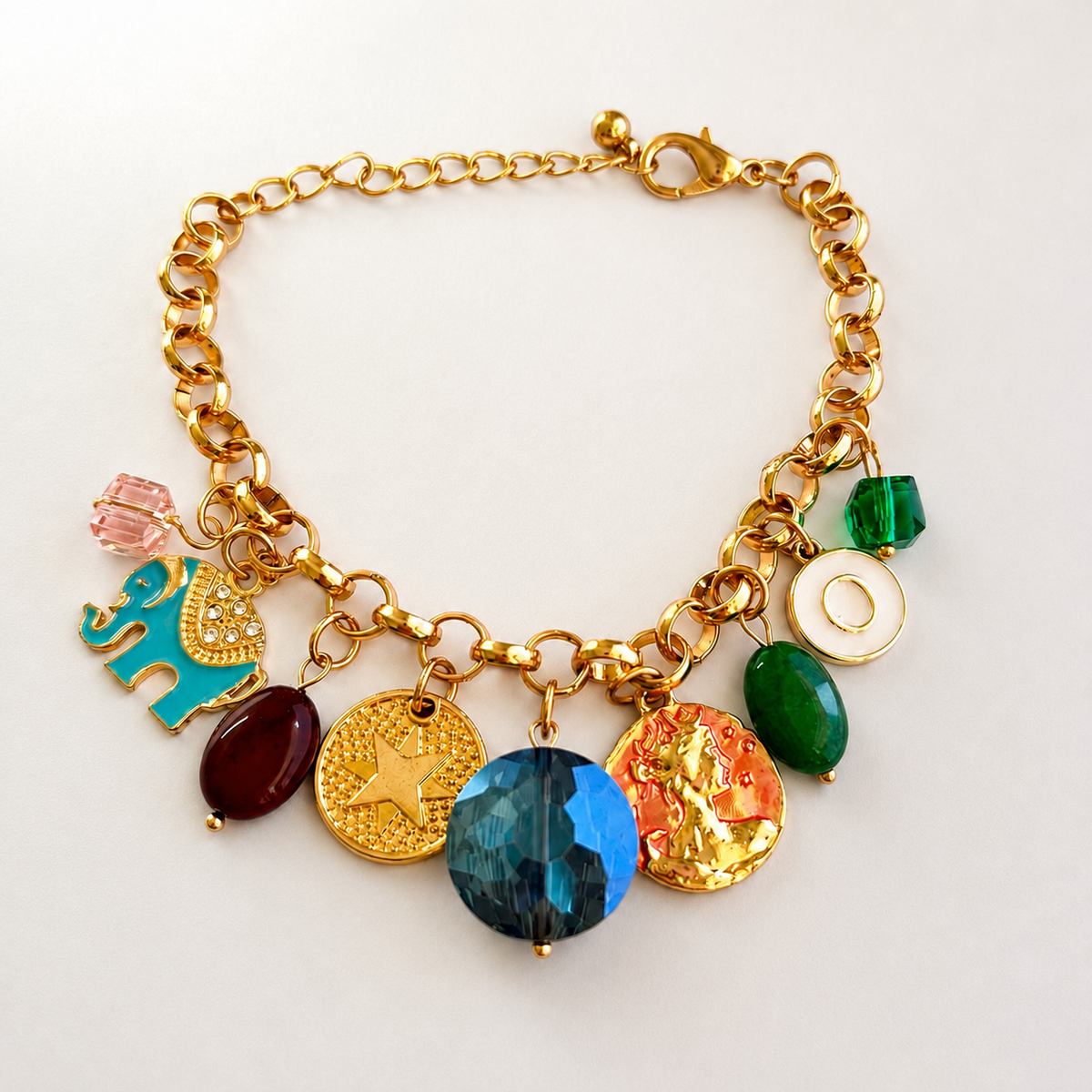 Blue Elephant Charm Bracelet