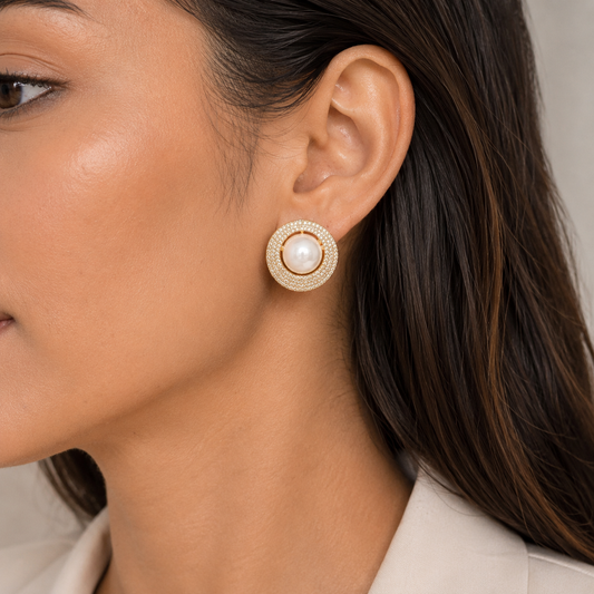 Halo Pearl Studs
