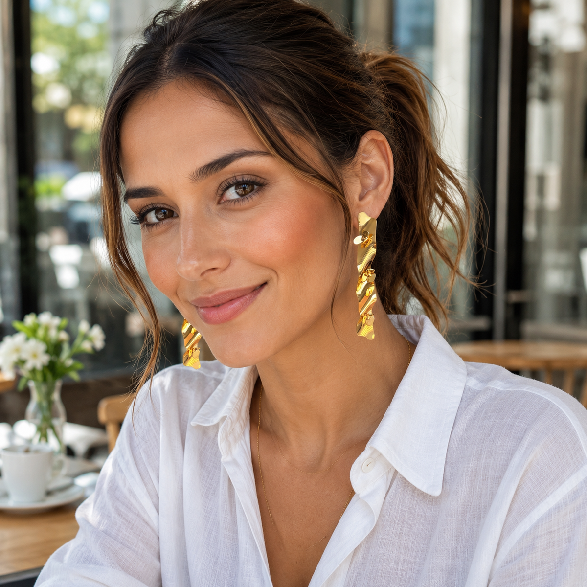 Swirl long earrings