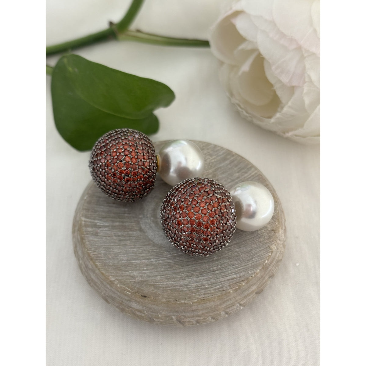 Red velvet glitter studs