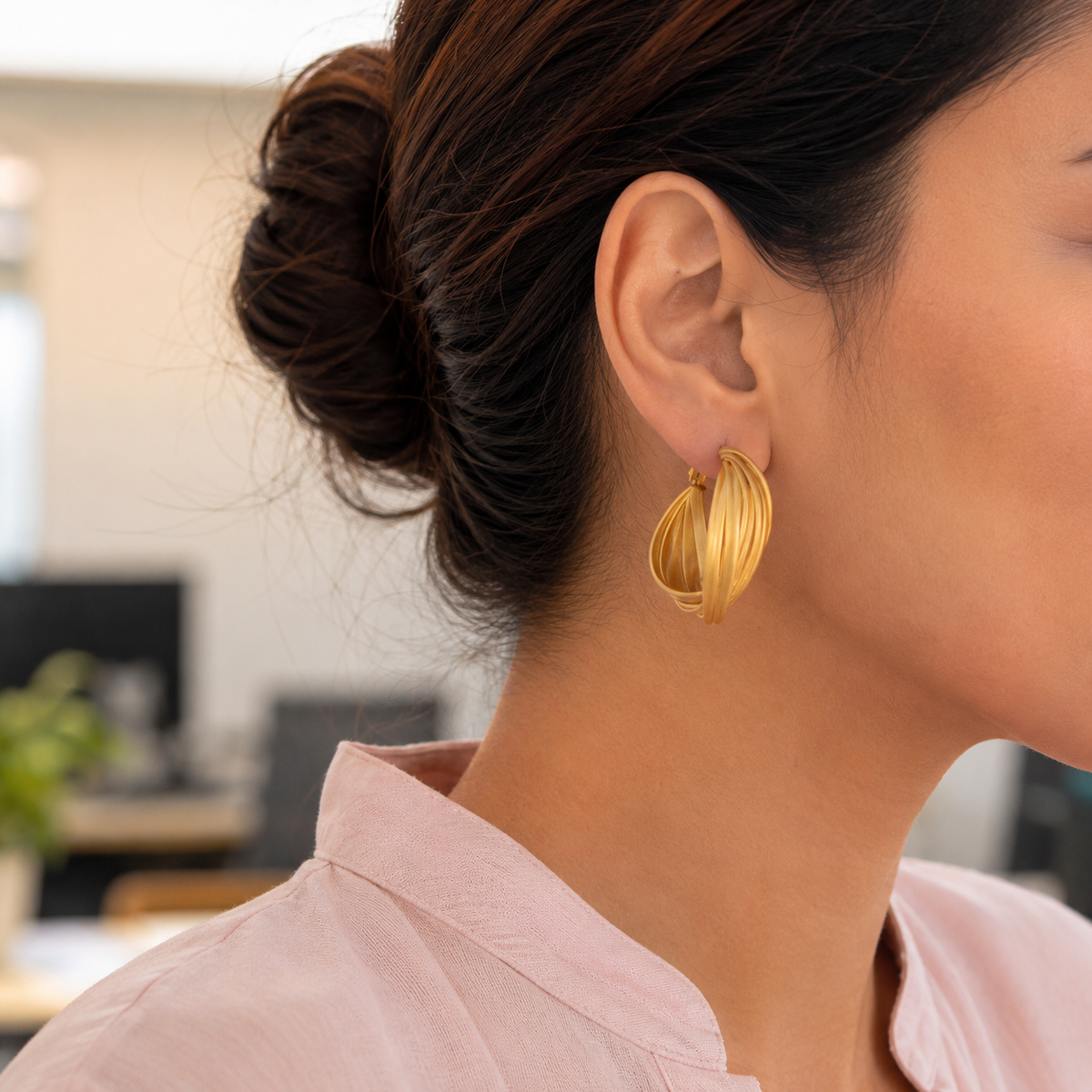Matt gold twiste hoops