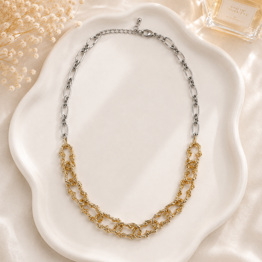 Textural link necklace
