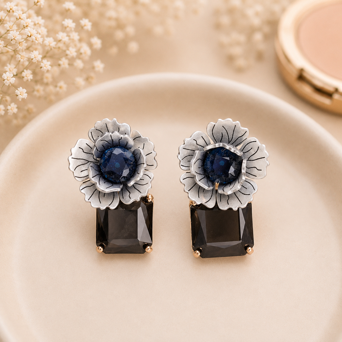 Midnight daisy earrings