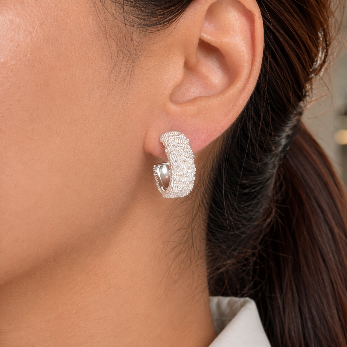 Nazia silver small hoops