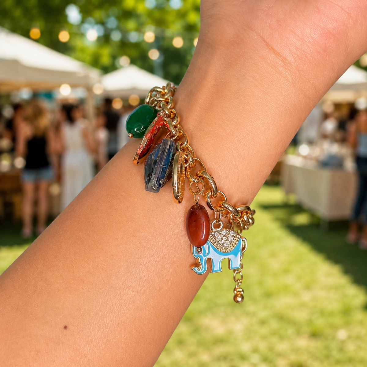 Blue Elephant Charm Bracelet
