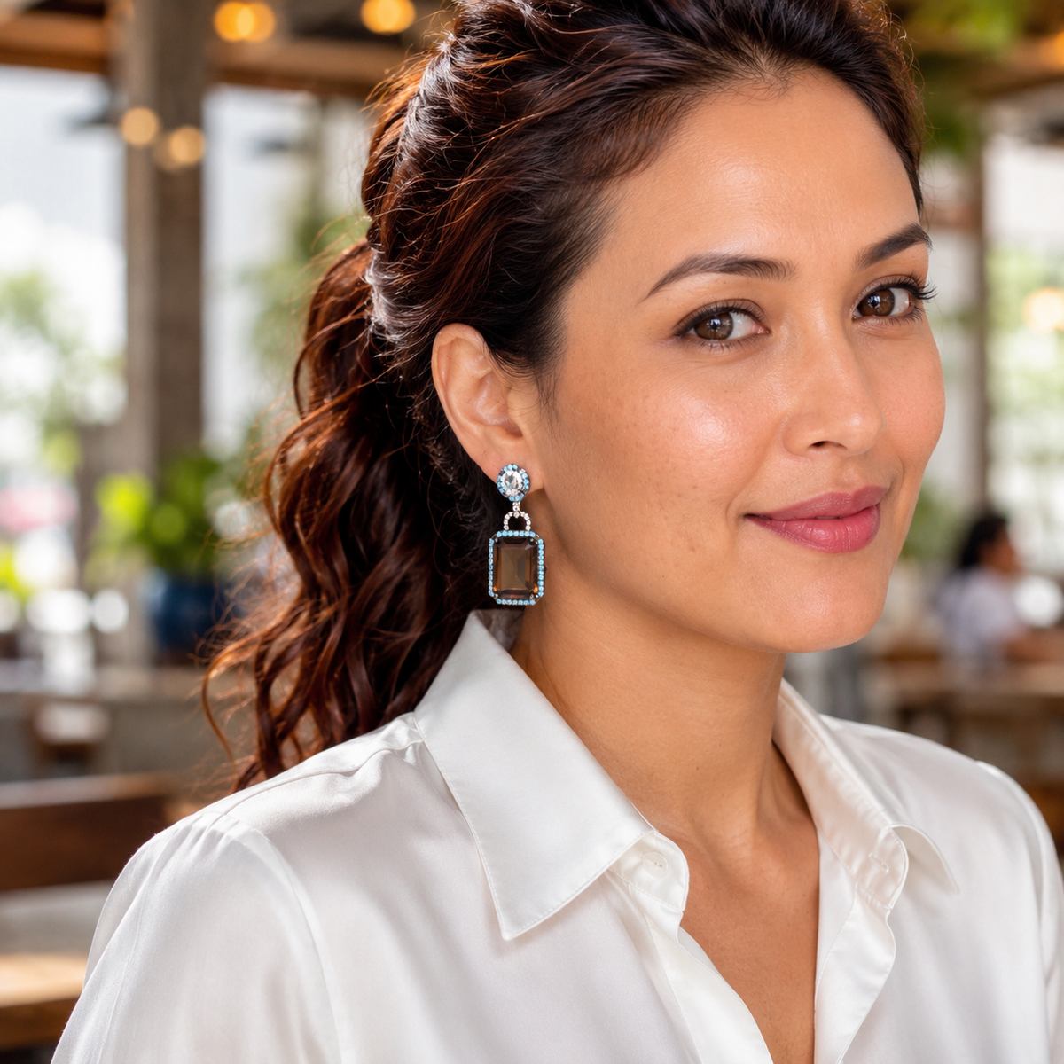 Blue coffee earrings