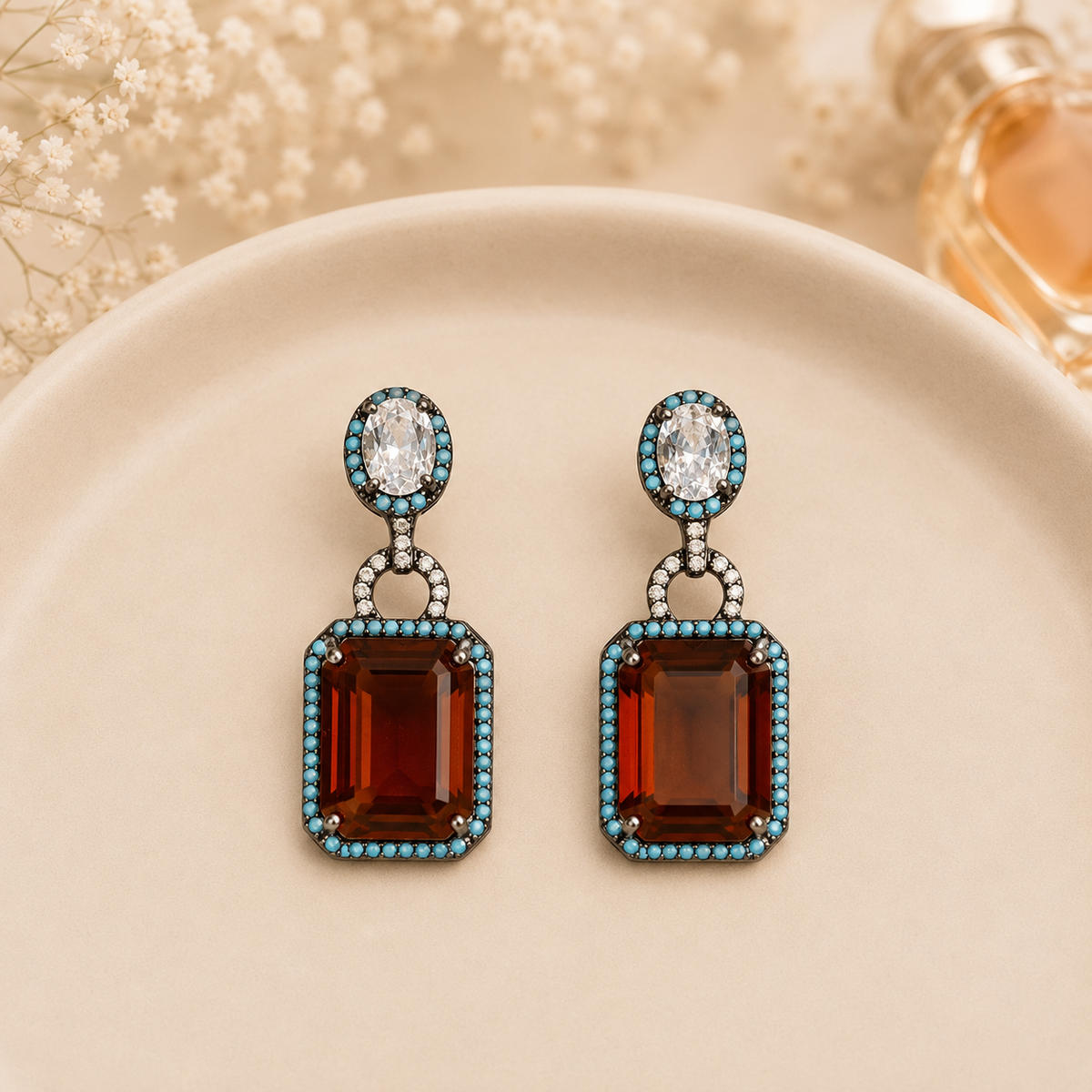Blue coffee earrings