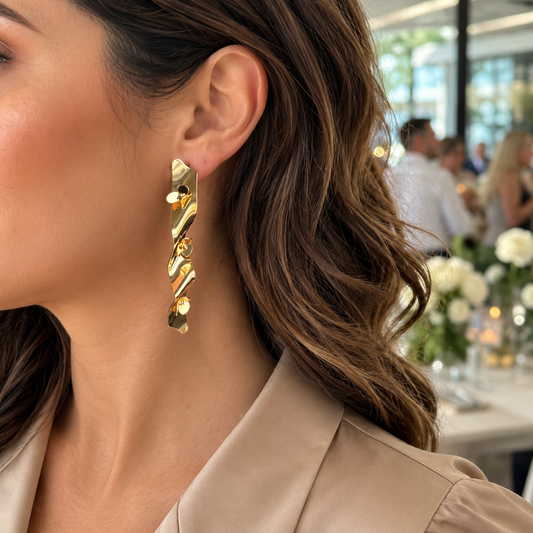 Swirl long earrings