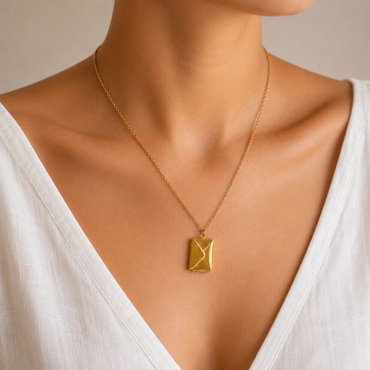Gold Envelope Locket Necklace