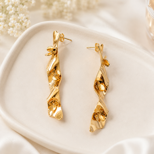 Swirl long earrings