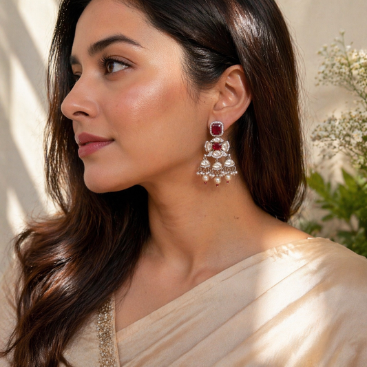 Ruby polki earrings