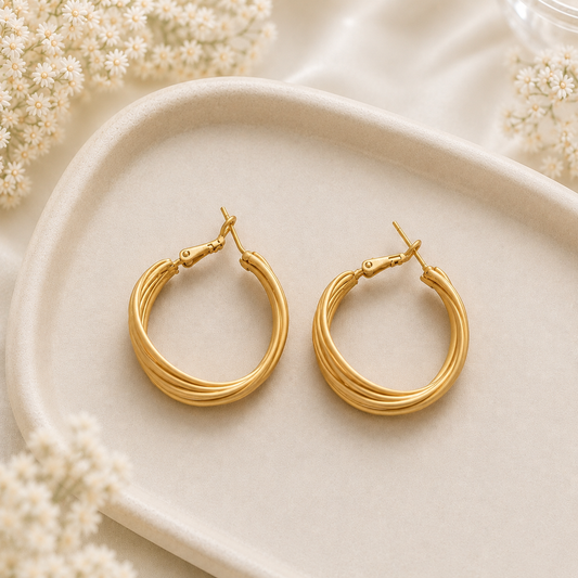 Matt gold twiste hoops