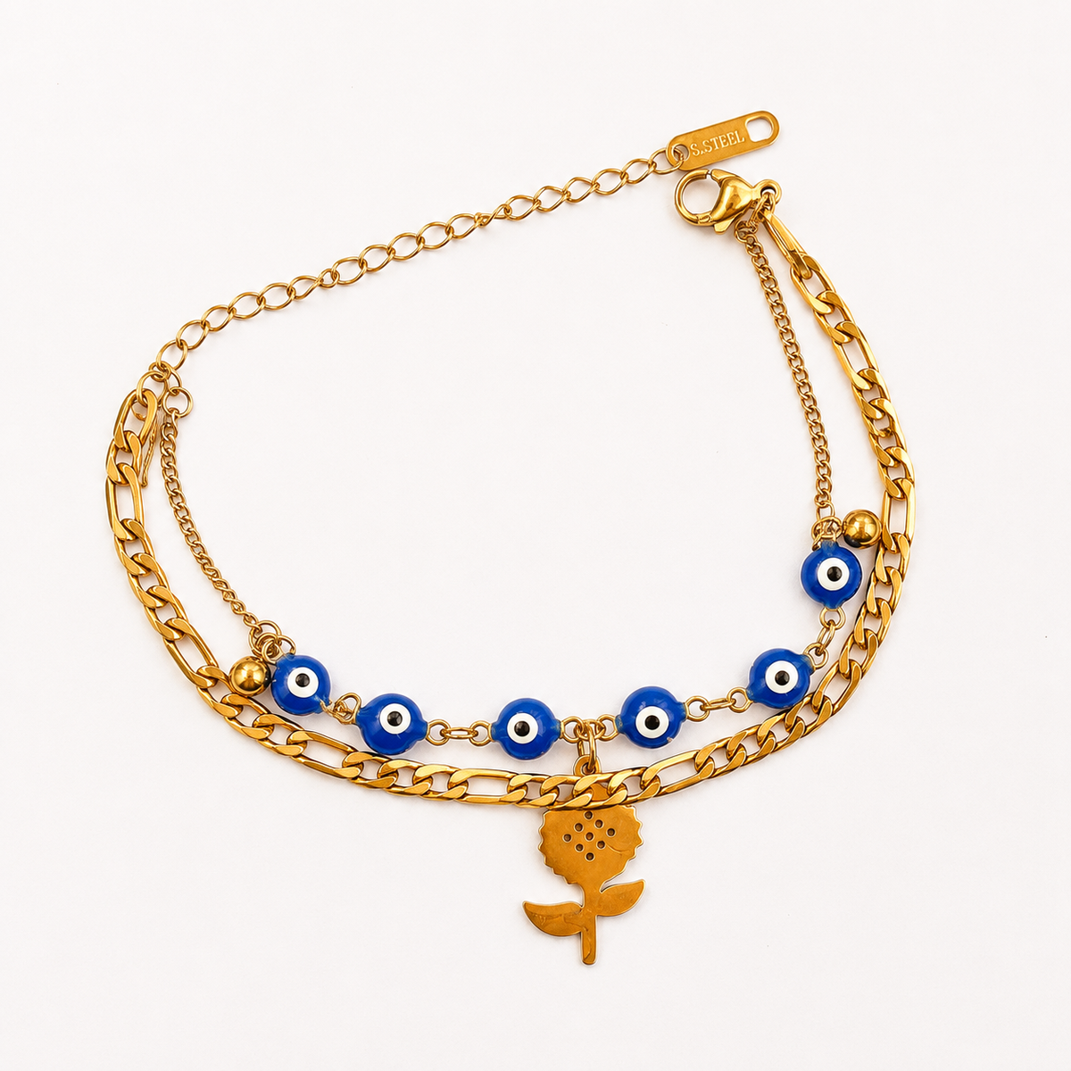 Evil eye flower bracelet