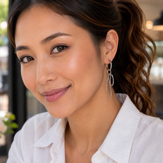 Silver bow danglers