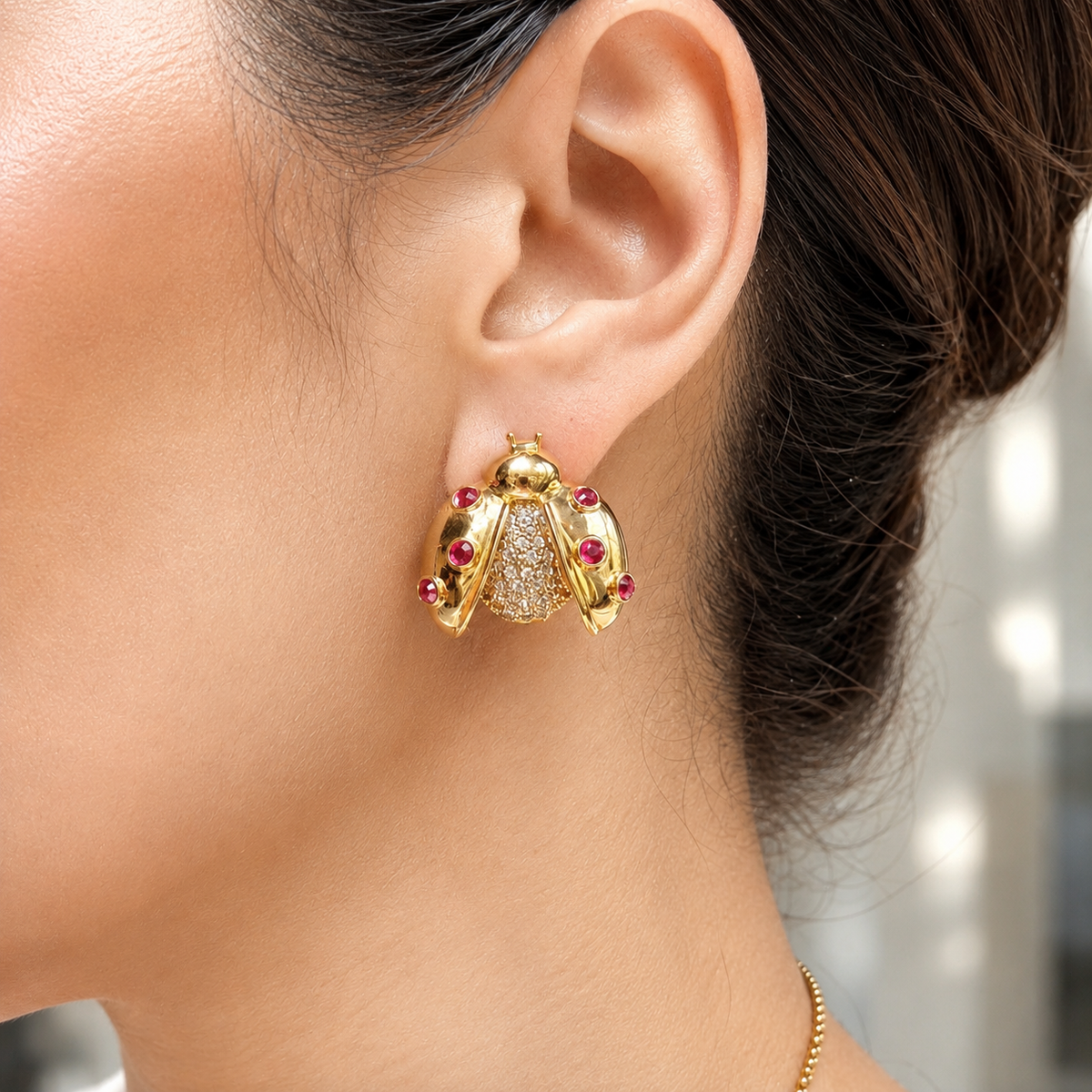 Ladybug stud earrings