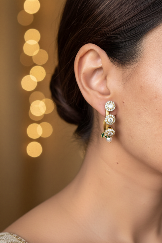Gold Kundan Ear Cuff on Beautiful Model