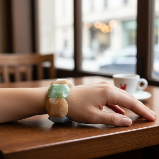 Multicolor Chunky Acrylic Bracelet - Indoor Café Style